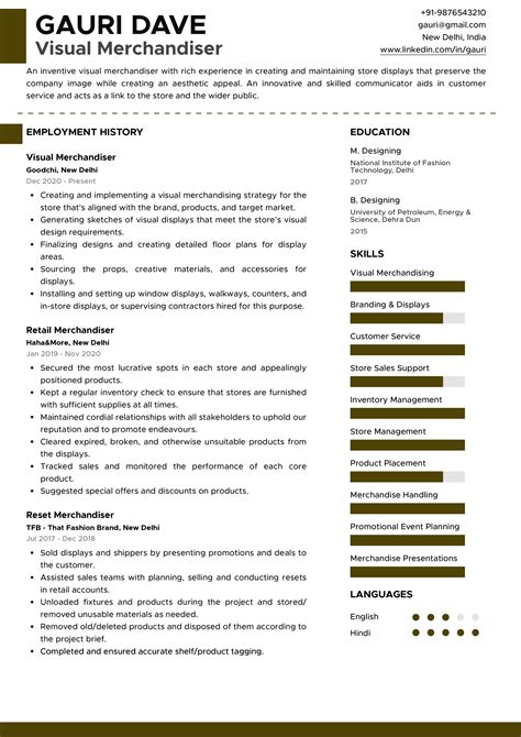 10 Visual Merchandiser Resume Templates To Get Hired