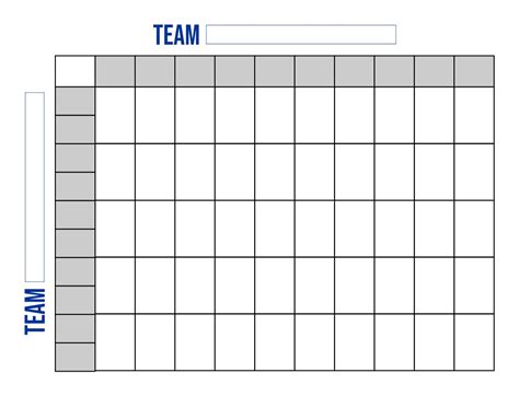 100 Square Football Pool Template Generator