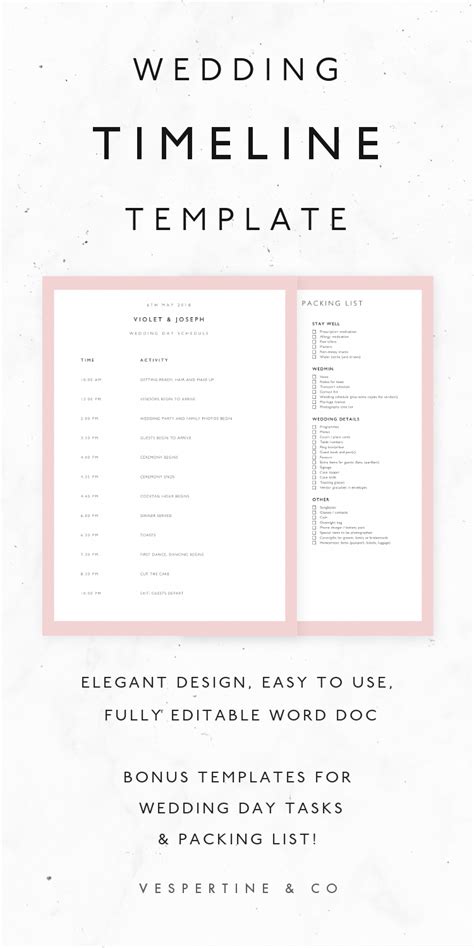 12 Essential Steps Wedding Itinerary Template