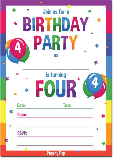 4 Free 4th Birthday Invite Templates And Ideas