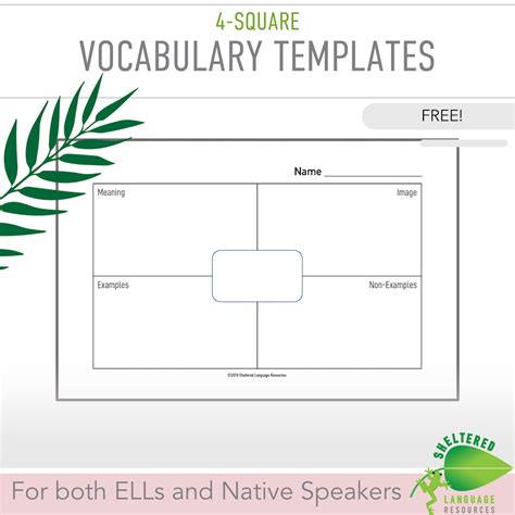 4 Square Vocabulary Template Made Easy