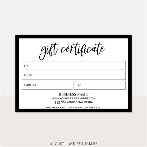 5 Black White Gift Certificate Templates