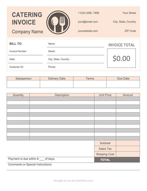 5 Essential Catering Invoice Templates In Word