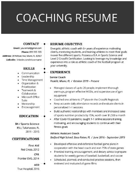 5 Essential Coaching Resume Templates In Word