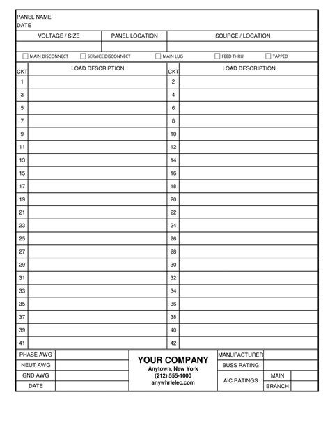 5 Essential Electrical Panel Templates In Excel