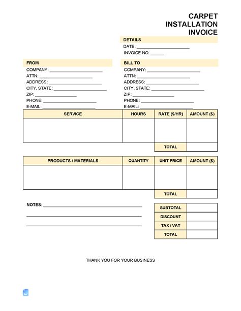 5 Essential Elements Of A Carpet Installation Invoice Template