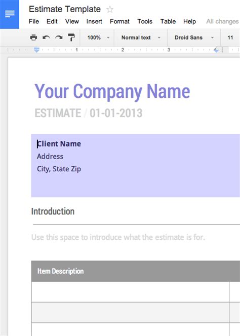 5 Essential Estimate Templates In Google Docs