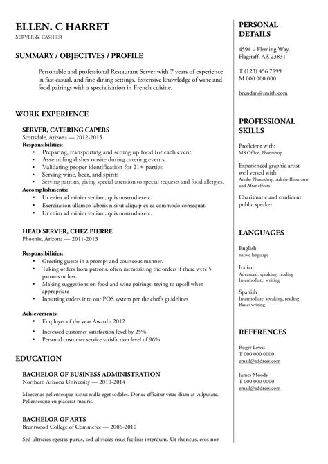 5 Essential Server Resume Templates In Microsoft Word