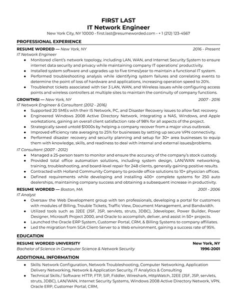 5 Essential Tips For Network Engineer Resume Template Word