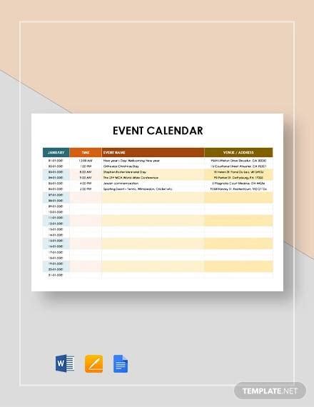 5 Event Calendar Templates In Word