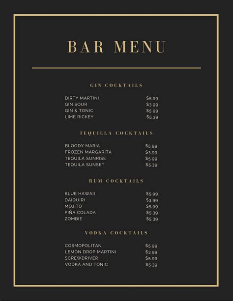 5 Free Bar Menu Templates To Boost Sales