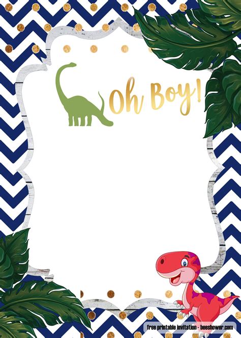 5 Free Blank Dinosaur Invitation Templates