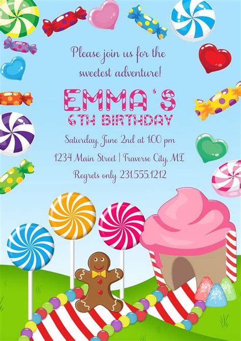 5 Free Candyland Theme Invitation Templates