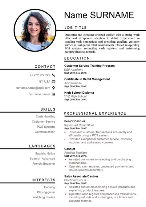 5 Free Cashier Resume Templates To Land A Job