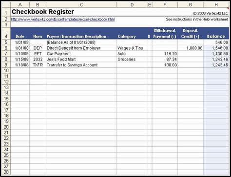 5 Free Checkbook Templates In Google Sheets