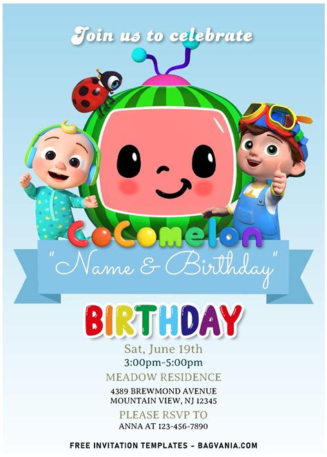 5 Free Cocomelon 1st Birthday Invitation Templates