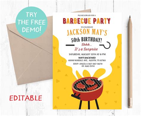 5 Free Editable Bbq Invitation Templates