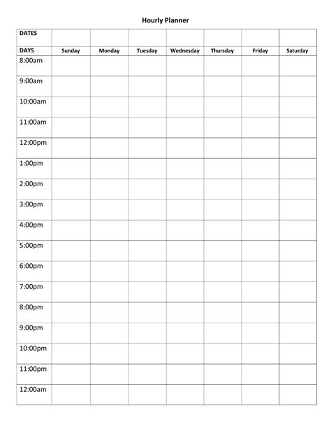 5 Free Editable Hourly Schedule Templates