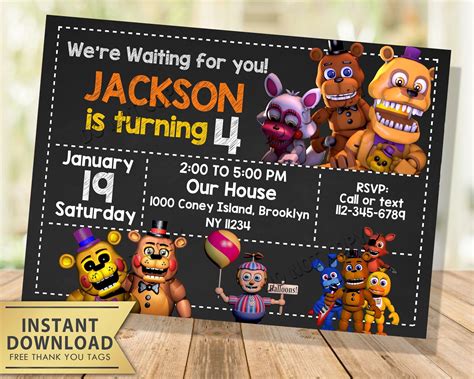 5 Free Five Nights At Freddys Invitation Templates