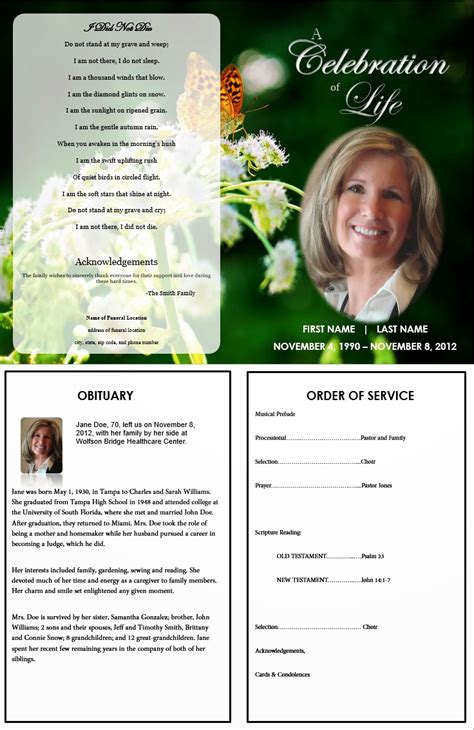 5 Free Funeral Program Templates In Word