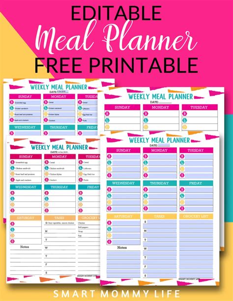 5 Free Goodnotes Meal Planner Templates