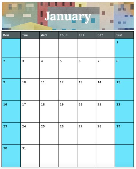 5 Free Google Docs Calendar Templates