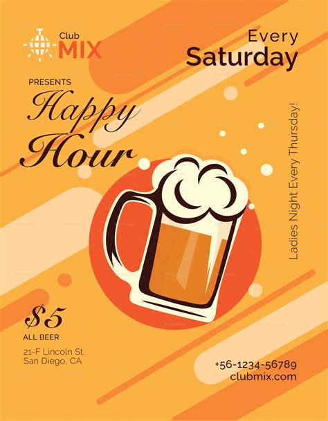 5 Free Happy Hour Flyer Templates For Word