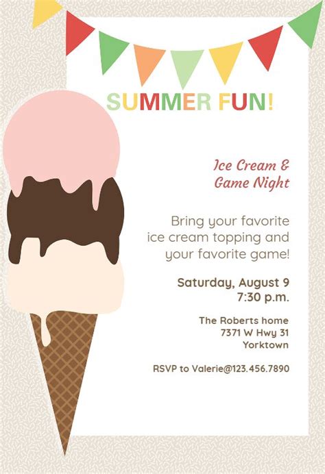 5 Free Ice Cream Social Invitation Templates