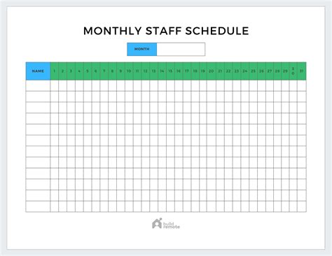 5 Free Monthly Work Schedule Templates