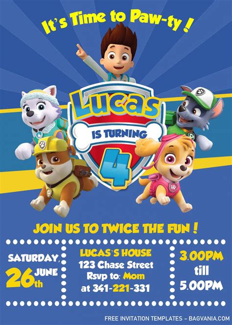 5 Free Paw Patrol Invitation Templates