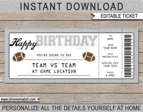 5 Free Printable Football Ticket Templates