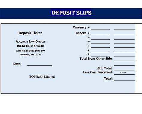 5 Free Quickbooks Deposit Slip Templates In Excel