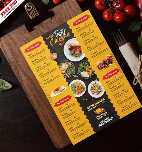 5 Free Restaurant Menu Psd Templates