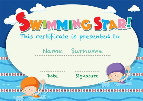 5 Free Swim Lesson Certificate Templates