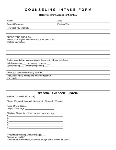 5 Free Therapy Intake Form Templates