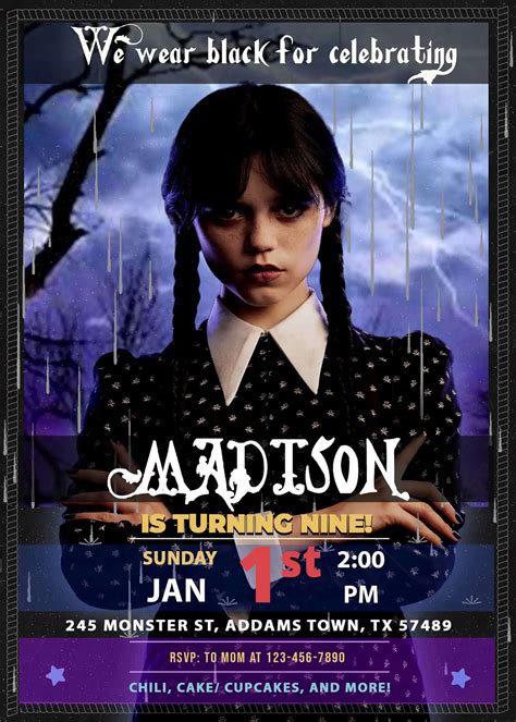 5 Free Wednesday Addams Invitation Templates