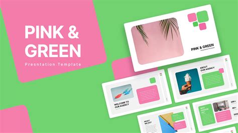 5 Fresh Pink And Green Powerpoint Templates