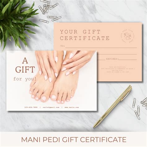 5 Mani Pedi Gift Certificate Templates