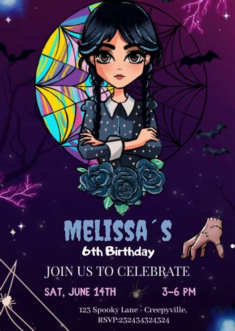 5 Spooky Wednesday Addams Invitation Templates