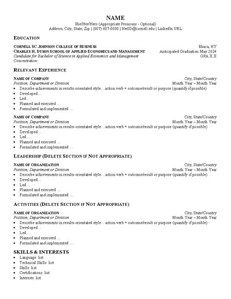 5 Tips For A Standout Cornell Dyson Resume Template