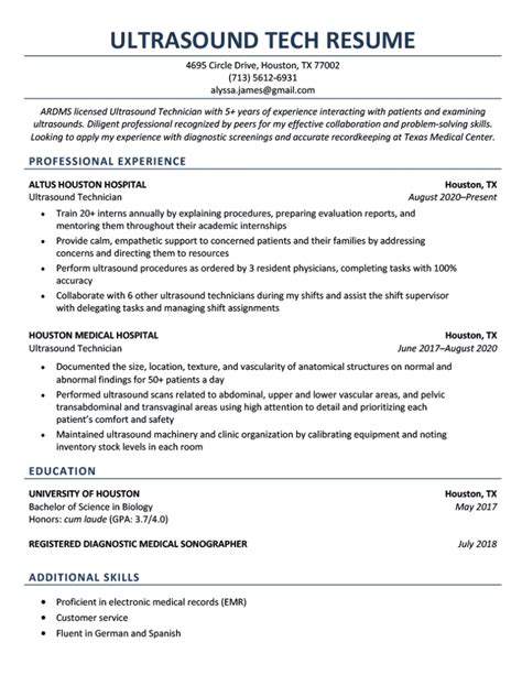 5 Tips For Ultrasound Tech Resume