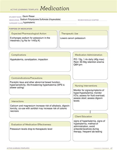 5 Ways Ati Medication Template Sodium Polystyrene Sulfonate Works