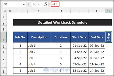 5 Ways To Create A Workback Schedule In Excel