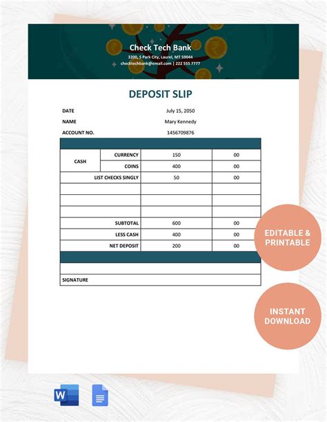 5 Ways To Create Deposit Slip Template Excel