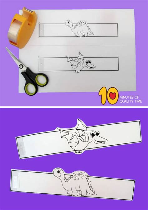 5 Ways To Create Dinosaur Paper Bracelet Templates