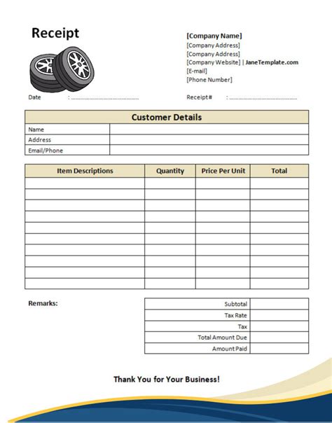 5 Ways To Get A Free Tire Shop Receipt Template