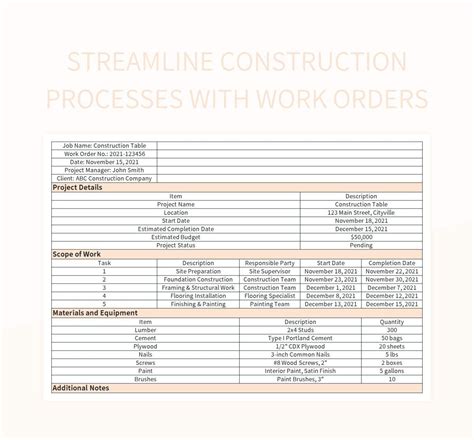 5 Ways To Streamline Work Orders With Excel Template