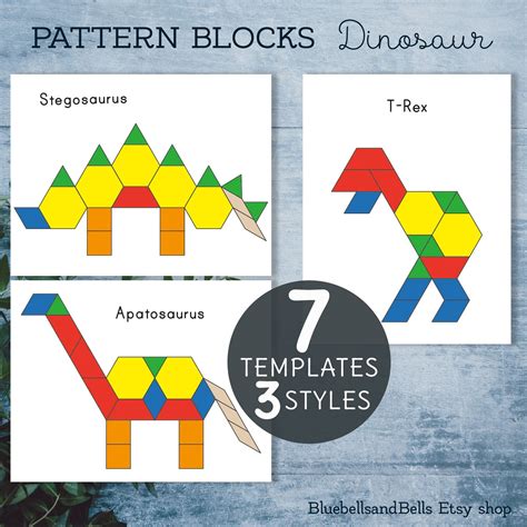 6 Free Dinosaur Pattern Block Templates To Print