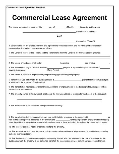 7 Essential Free Commercial Lease Agreement Templates