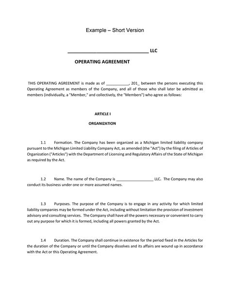 7 Essential Llc Operating Agreement Templates Free